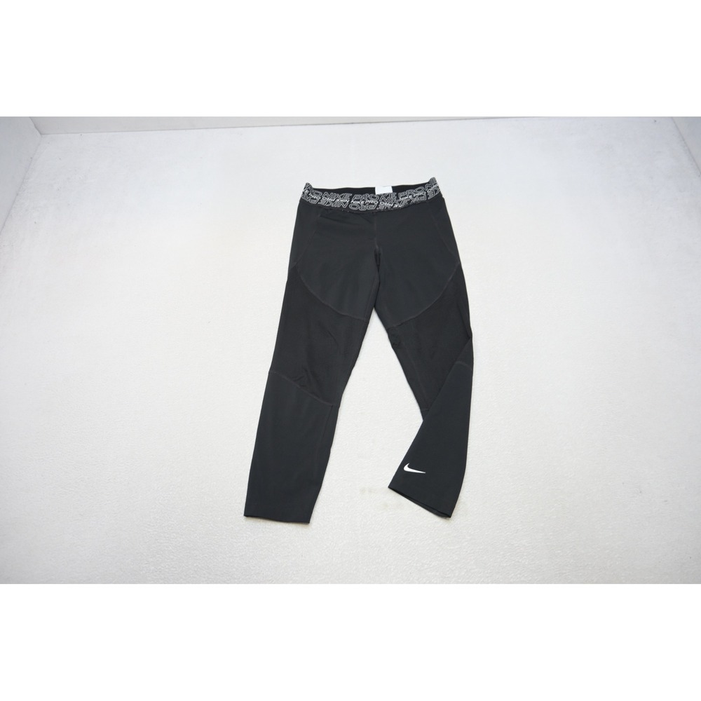 Nike Pro Dri-FIT‎ Leggings Womens Medium Black Mesh Crop Compression Excellent